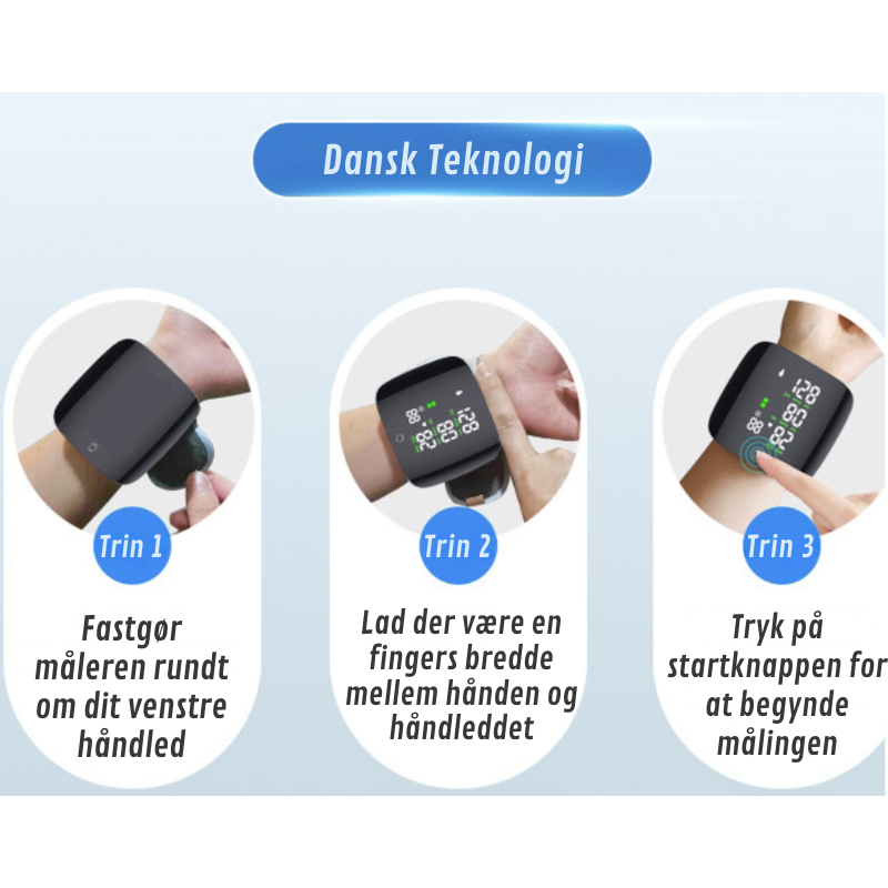 Digital handledshälsomonitor – Blodtrycks- och pulsdisplay