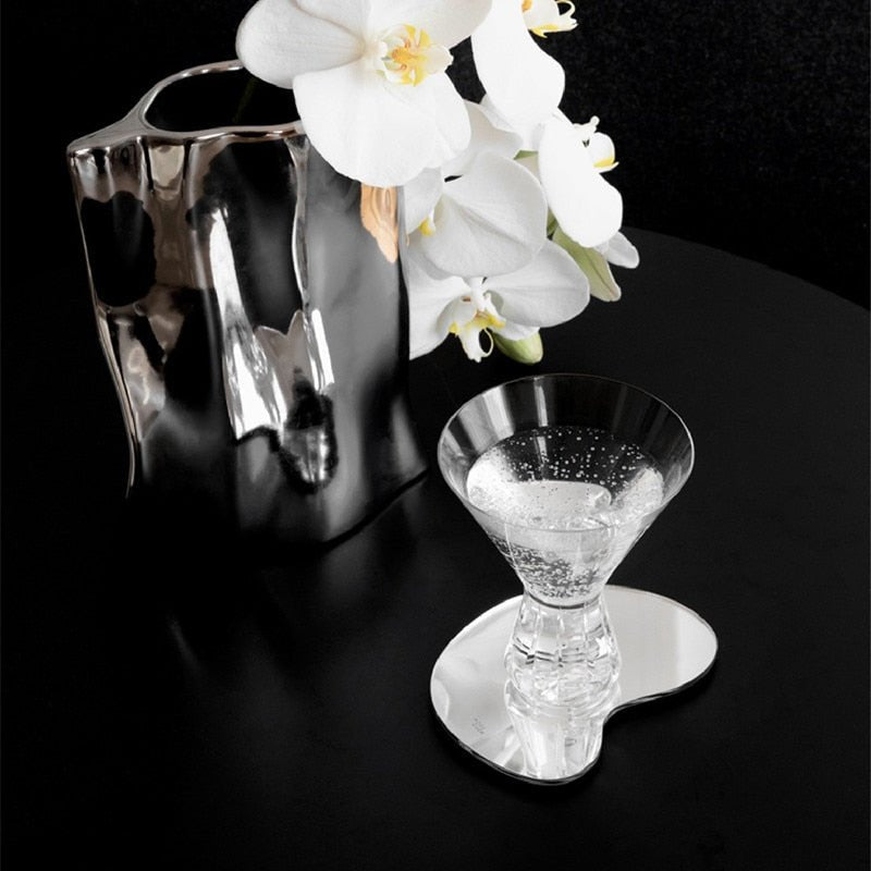 Abstrakta Spegelglasunderlägg & Bricka – Modern Dekorativ Serveringskärl