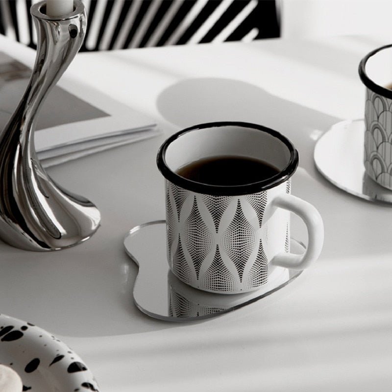 Abstrakta Spegelglasunderlägg & Bricka – Modern Dekorativ Serveringskärl