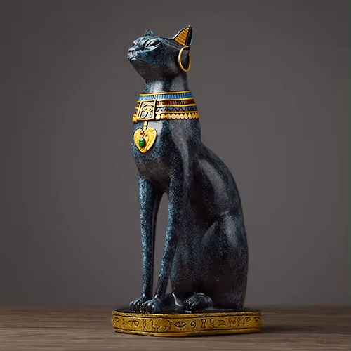 Skulptur i harts av faraokatt – elegant egyptiskinspirerad dekorativ figur