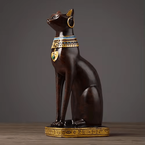 Skulptur i harts av faraokatt – elegant egyptiskinspirerad dekorativ figur