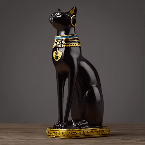 Skulptur i harts av faraokatt – elegant egyptiskinspirerad dekorativ figur
