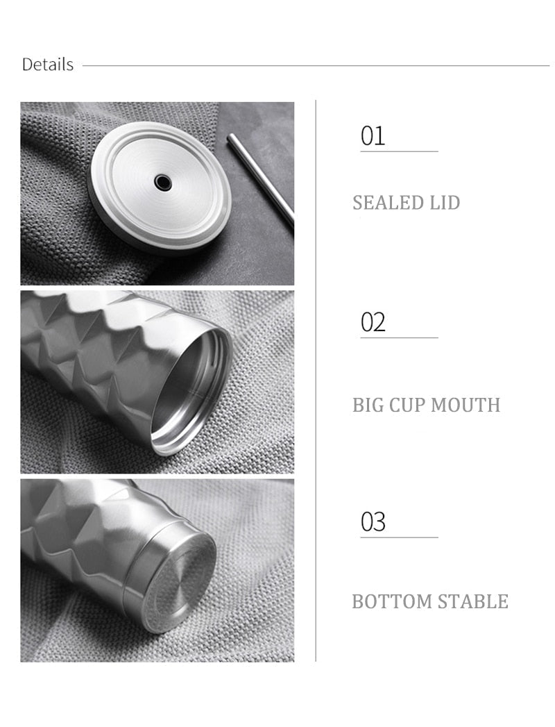 Dubbelväggig resemugg i rostfritt stål – isolerad kaffekopp med säkert lock