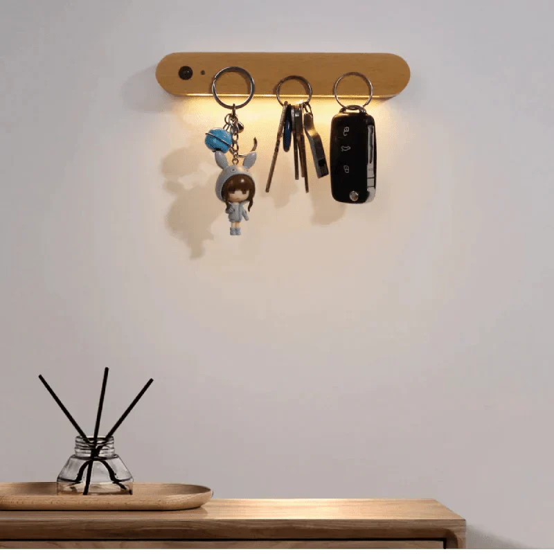 Magnetisk nyckelhållare för hemmet - LED-rörelse väggmonterad ställning