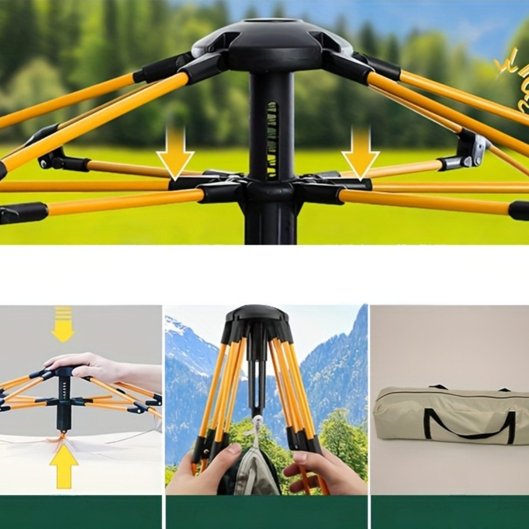 Snabbt uppfällbart popup-tält – Campingskydd med dubbla dörrar för äventyrsresor