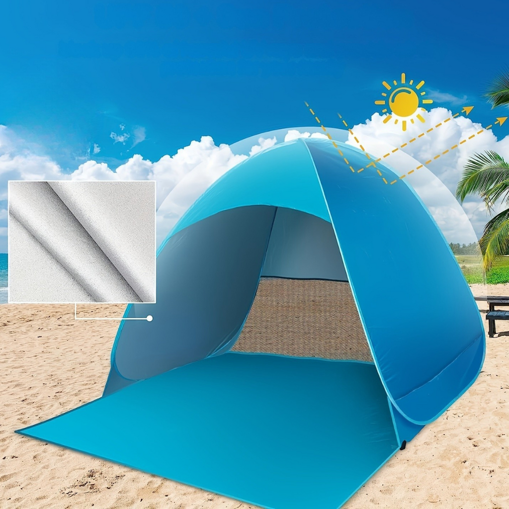 Reseklart strandtält – UV-skyddande popup-solskydd
