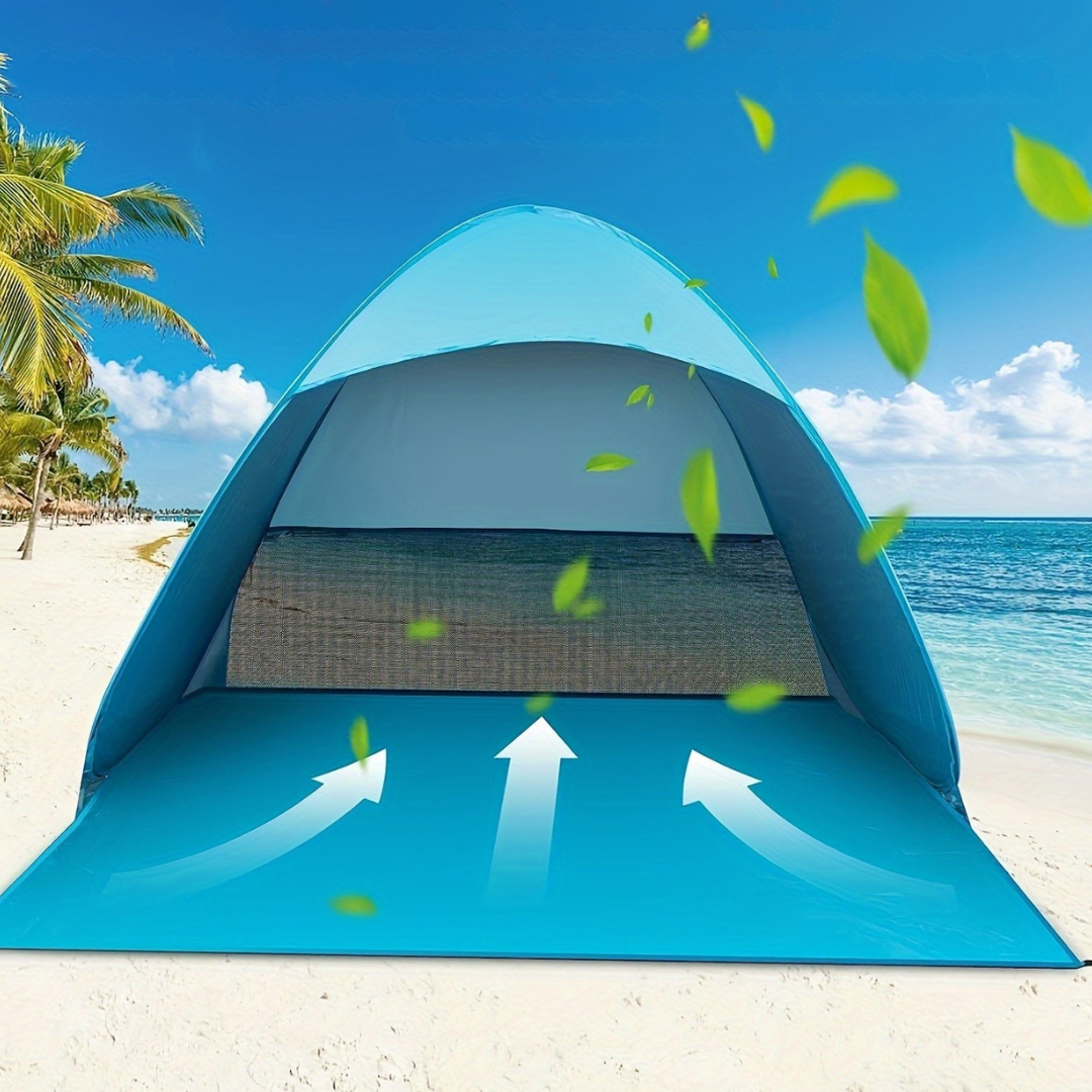 Reseklart strandtält – UV-skyddande popup-solskydd