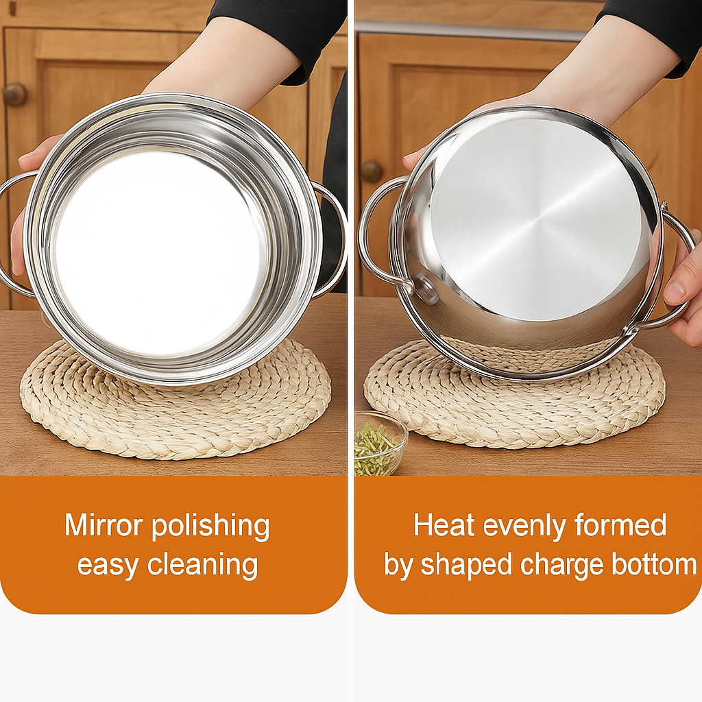 Fritös i rostfritt stål – tempurapanna med lock och inbyggd termometer