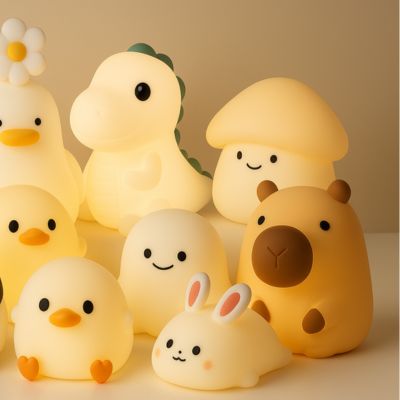 Bärbar nattlampa med svamp – Mjuk belysning för barnrum eller skrivbord