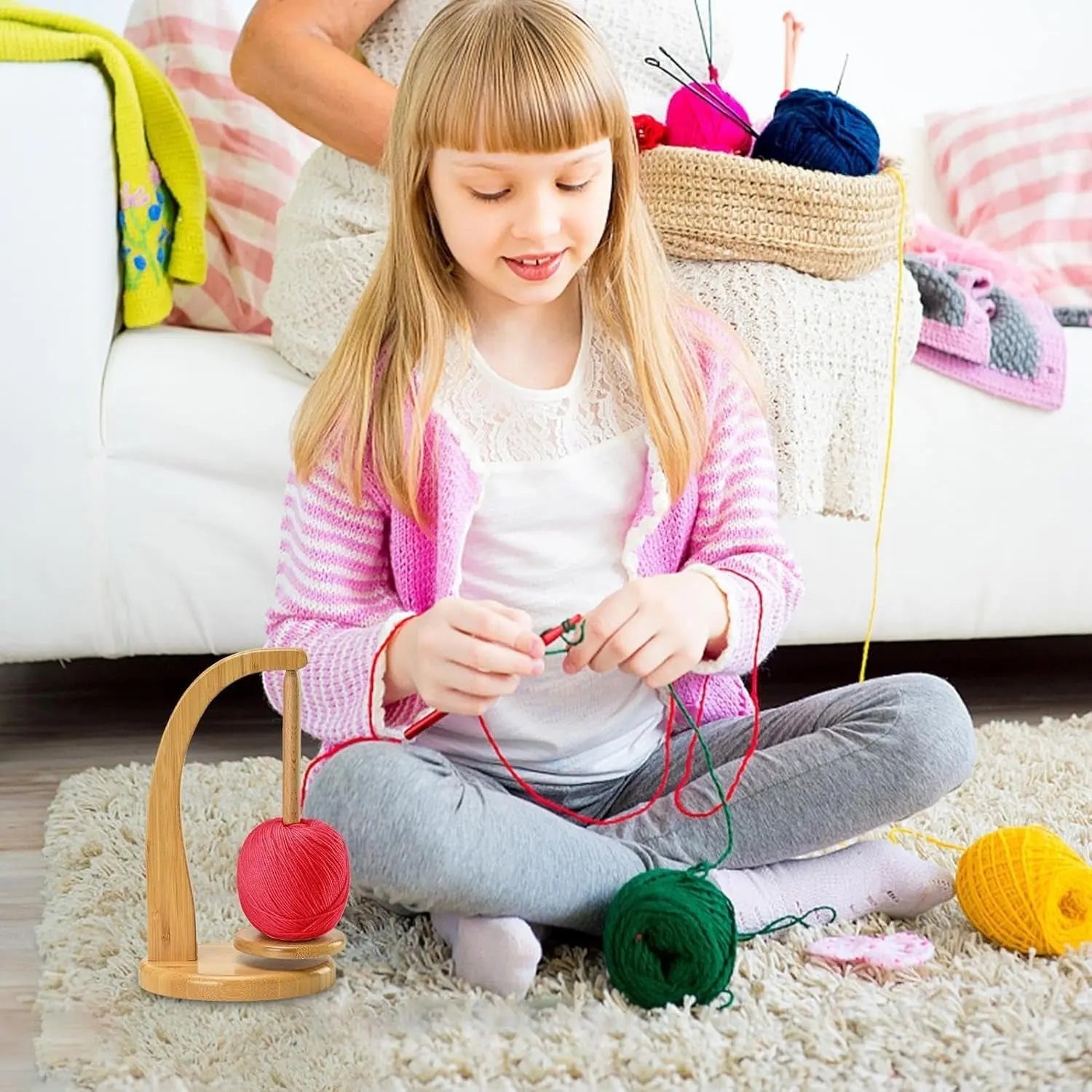 Bordsgarnslindare – Träorganisatör för stickning av trasselfritt garn