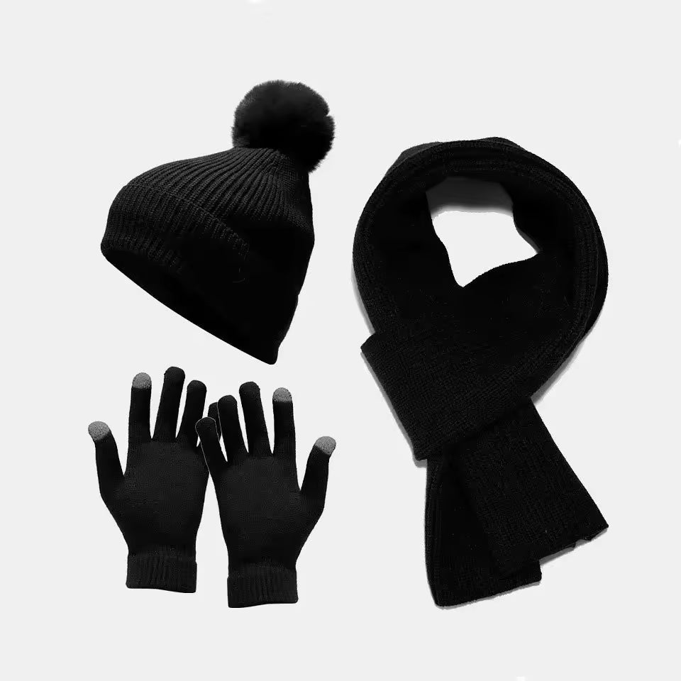 Vinteraccessoarset för kvinnor - Varm stickad mössa, halsduk och handskar, 3-delat paket