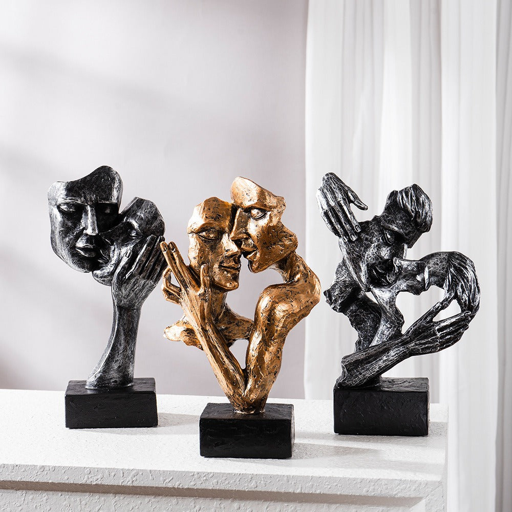 Modern abstrakt parskulptur – konstnärlig kyssinspirerad dekorativ accent