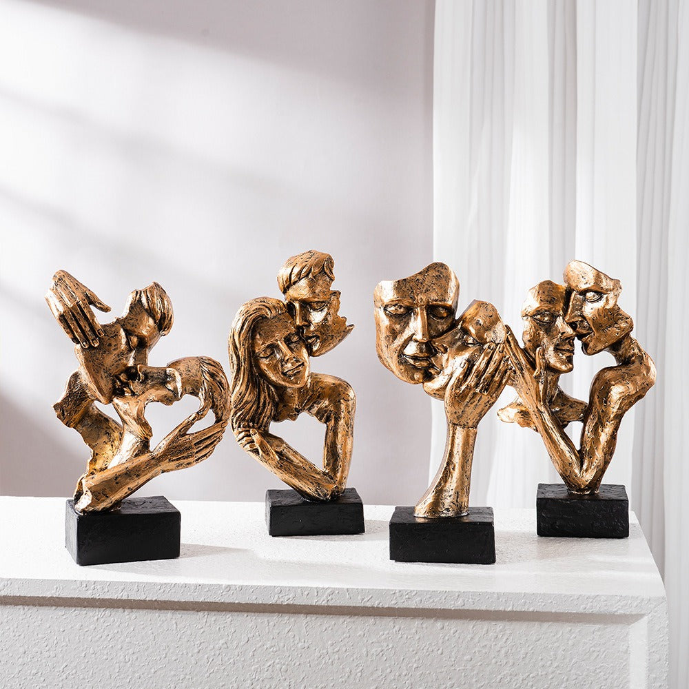 Modern abstrakt parskulptur – konstnärlig kyssinspirerad dekorativ accent