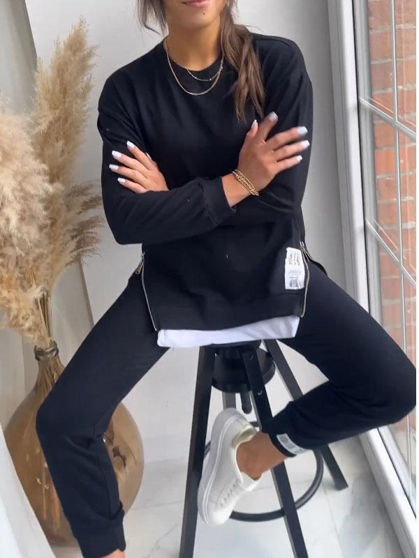 Mysig tvådelad sweatshirt och stretchleggings för kvinnor