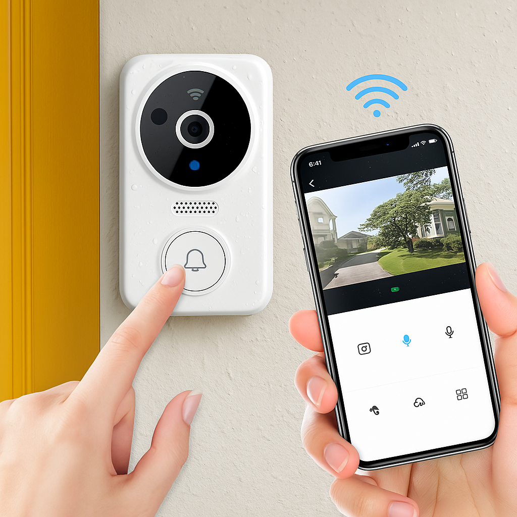 Trådlös smart dörrklocka - Rörelsevarningar i realtid och tvåvägssamtal
