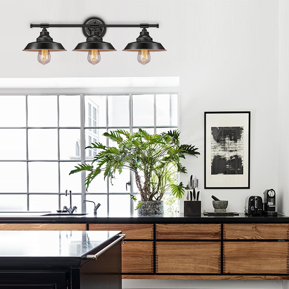 Klassisk lantlig vägglampa - Rustik svart trippelljus