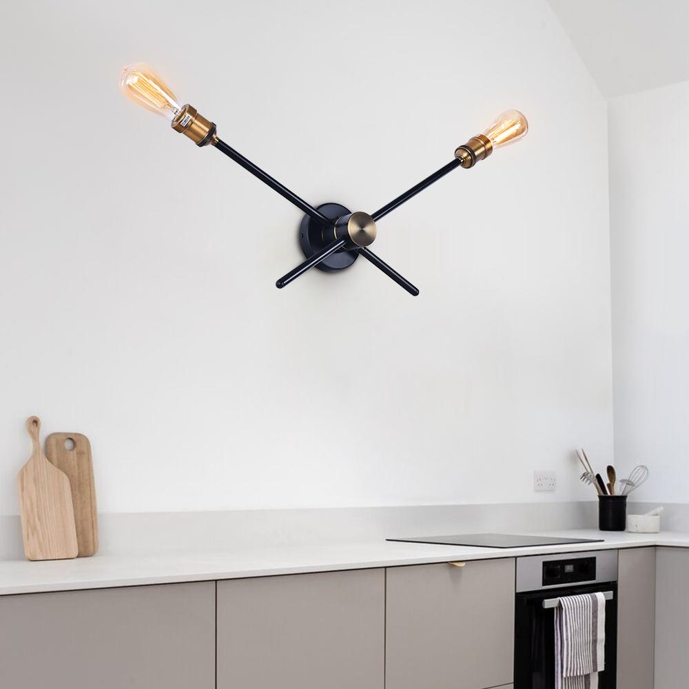 Modern vägglampa för hemmet - Elegant svart linjär design med flera ljuskällor