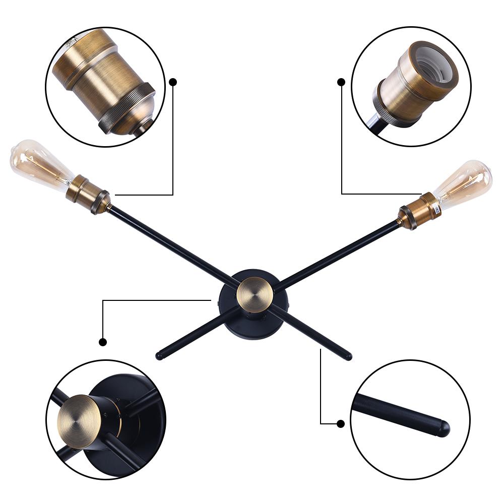 Modern vägglampa för hemmet - Elegant svart linjär design med flera ljuskällor