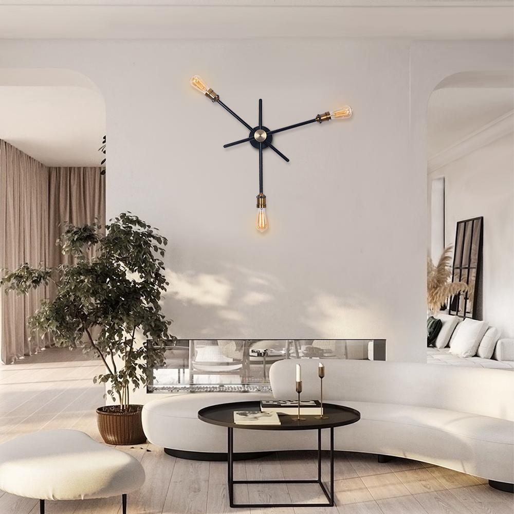 Modern vägglampa för hemmet - Elegant svart linjär design med flera ljuskällor