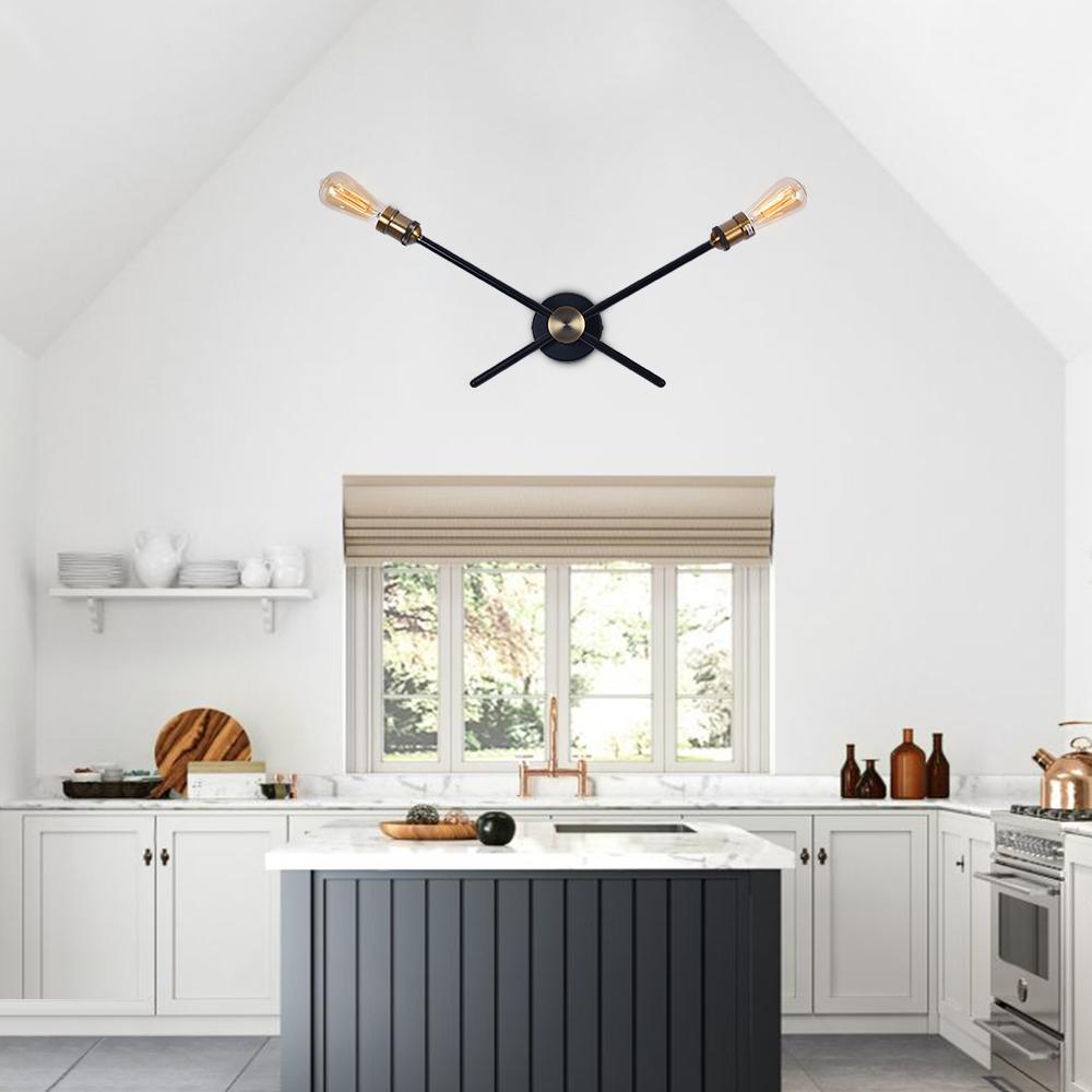 Modern vägglampa för hemmet - Elegant svart linjär design med flera ljuskällor