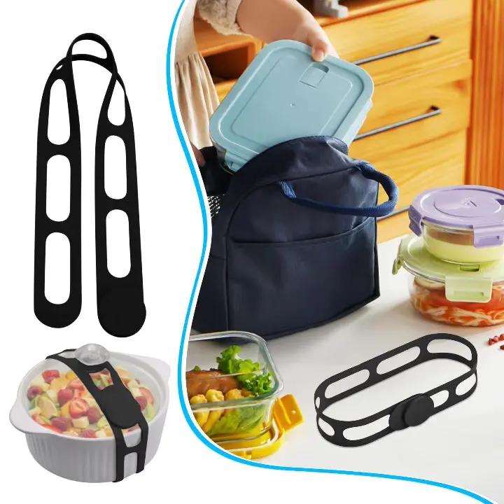 Multifunktionella silikonhållare för mat (2-pack) - Töjbara kökstätningsremmar