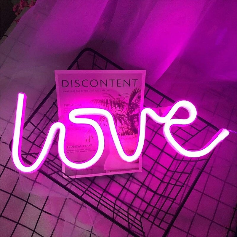 LOVE Neon Nattduksbordslampa – Perfekt för ditt Nattduksbord