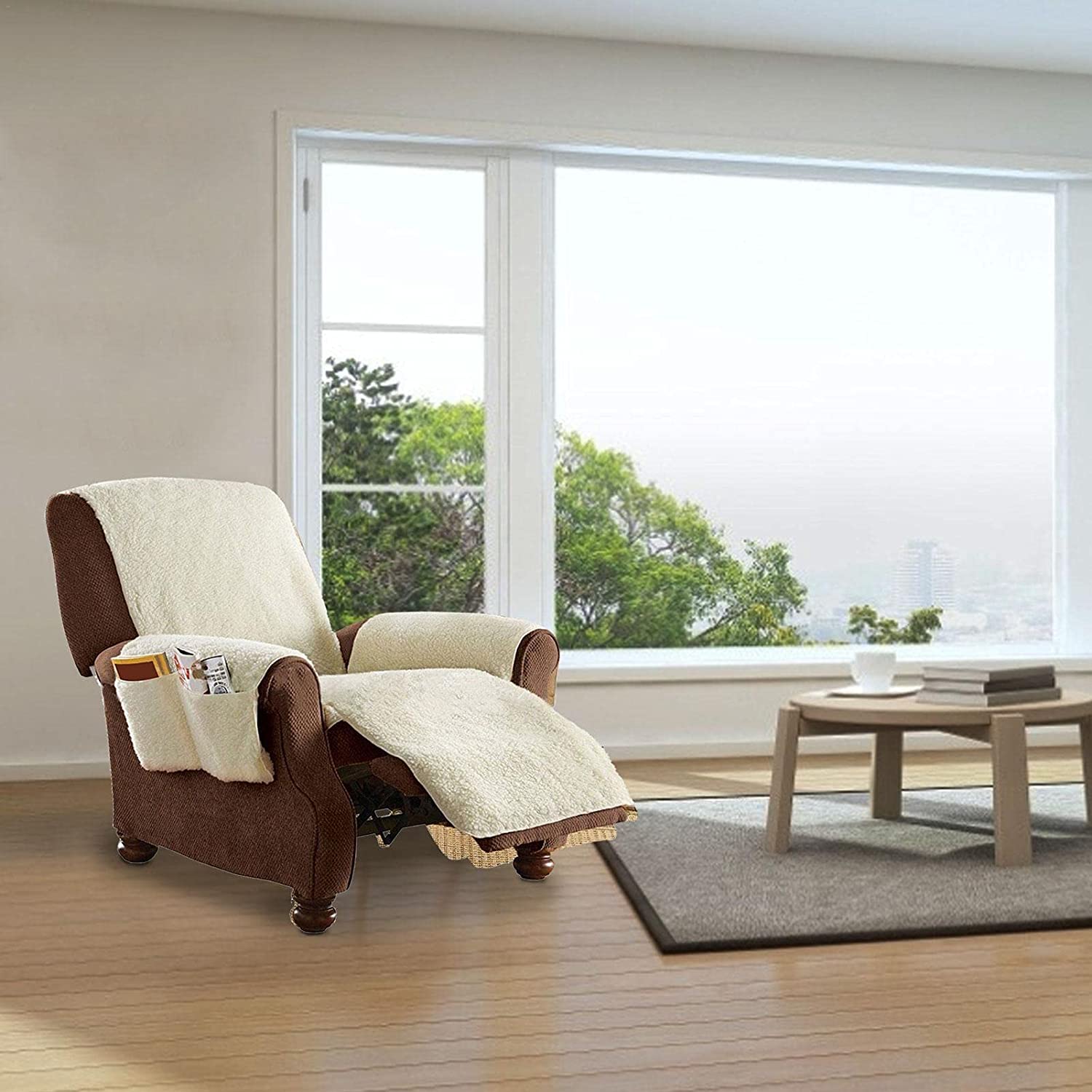 Allt-i-ett-sofföverdrag med sidofickor – Stretchigt möbelskydd