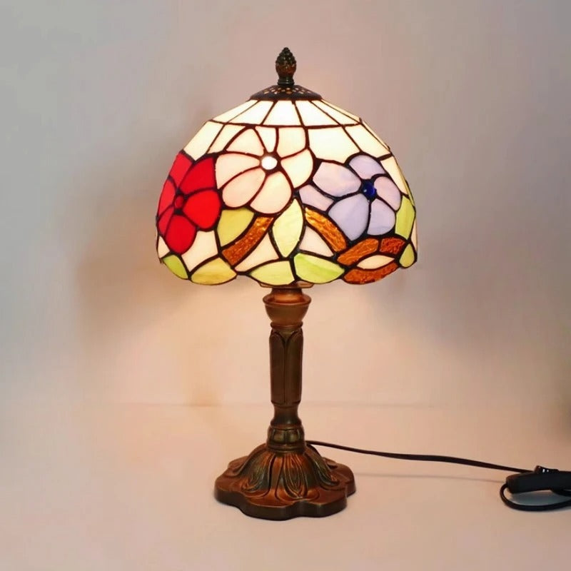 Retro barock LED-bordslampa E27 - Vintage Tiffany-glas
