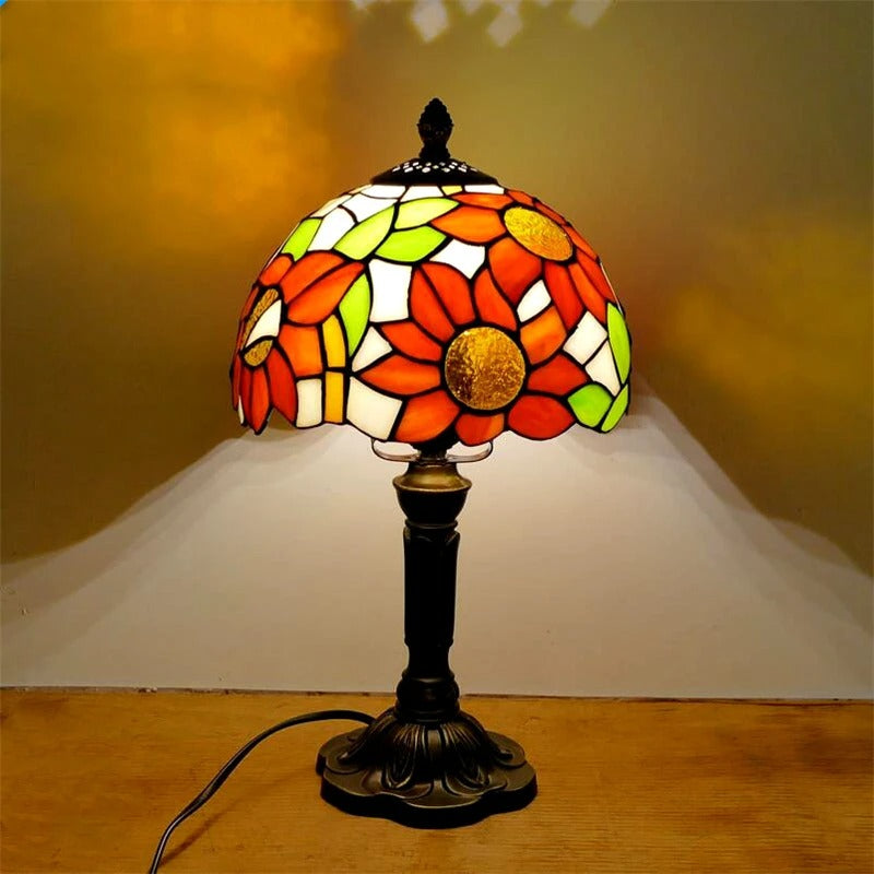 Retro barock LED-bordslampa E27 - Vintage Tiffany-glas