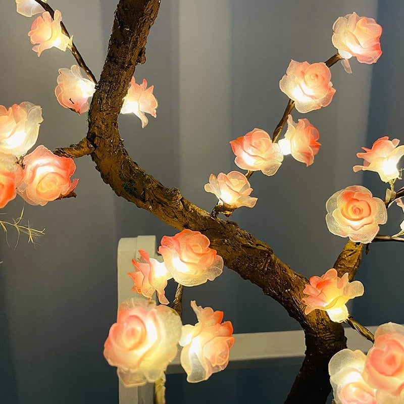 LED-trädlampa - Bonsai-bordslampa med rosa blommor