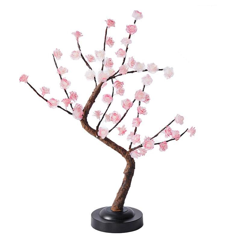 LED-trädlampa - Bonsai-bordslampa med rosa blommor