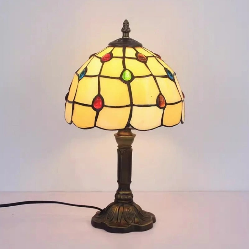 Retro barock LED-bordslampa E27 - Vintage Tiffany-glas