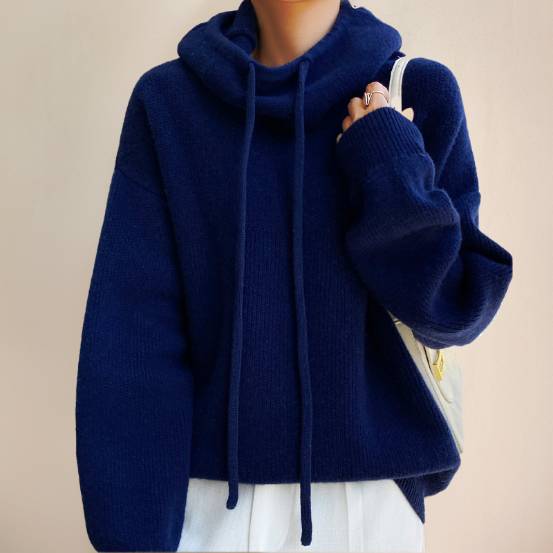 Maevielle | Överdimensionerad stickad pullover med dragsko och halsringning - Huvtröja
