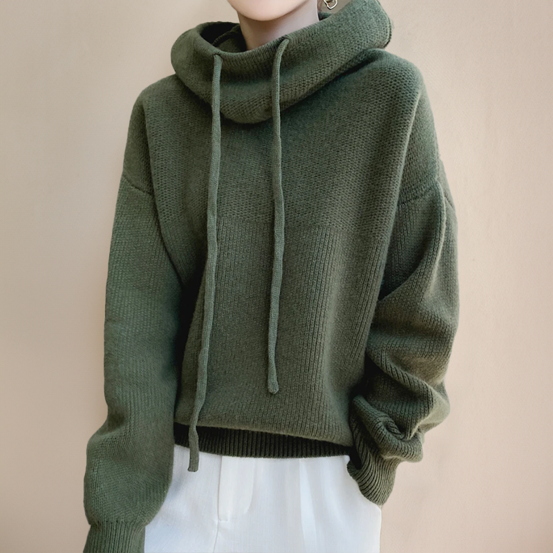 Maevielle | Överdimensionerad stickad pullover med dragsko och halsringning - Huvtröja