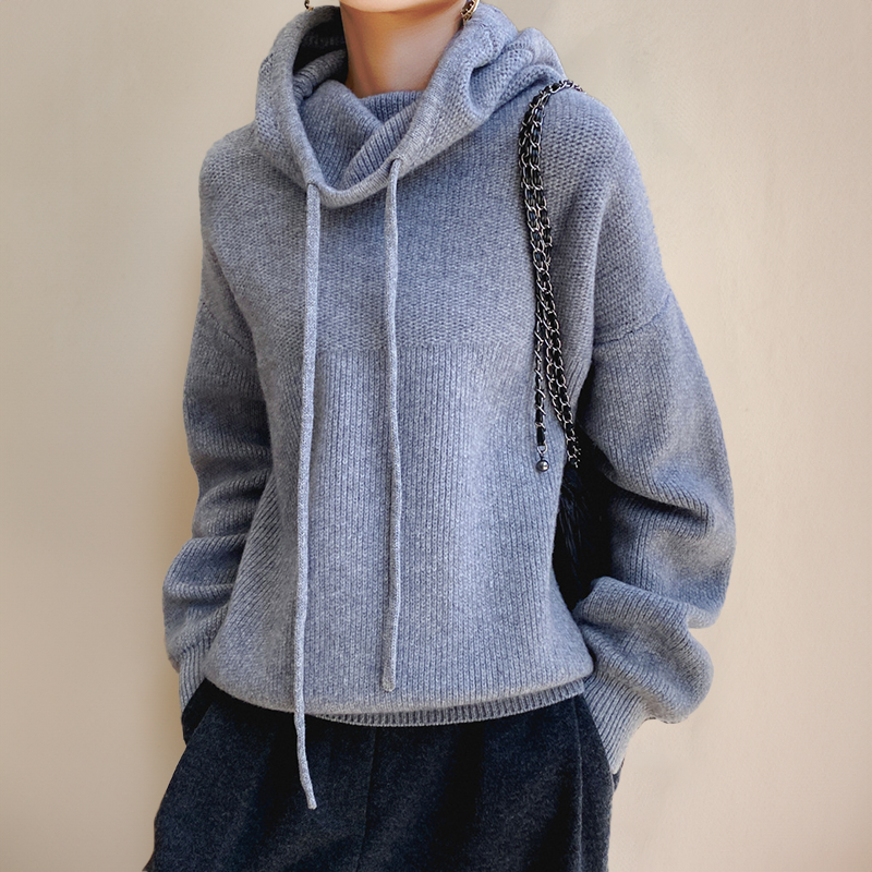 Maevielle | Överdimensionerad stickad pullover med dragsko och halsringning - Huvtröja