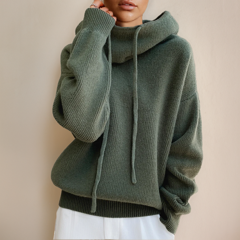 Maevielle | Överdimensionerad stickad pullover med dragsko och halsringning - Huvtröja