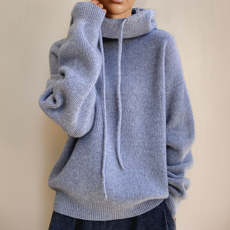 Maevielle | Överdimensionerad stickad pullover med dragsko och halsringning - Huvtröja