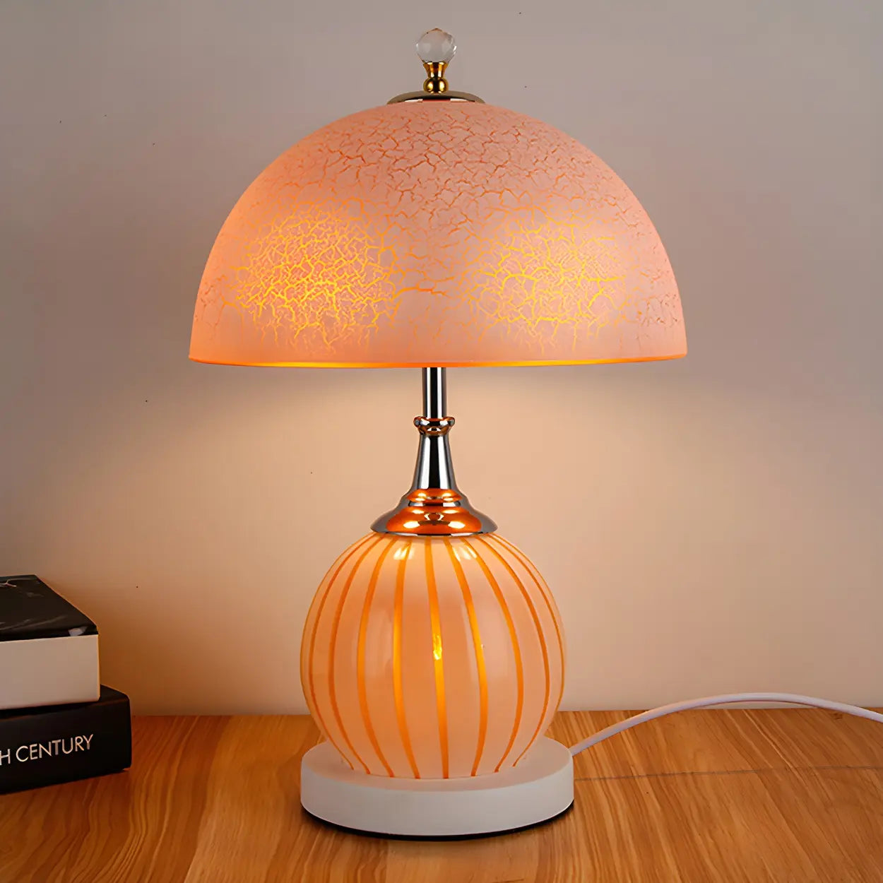 Modern globformad bordslampa med kupolformad glasskärm – Minimalistisk hembelysning