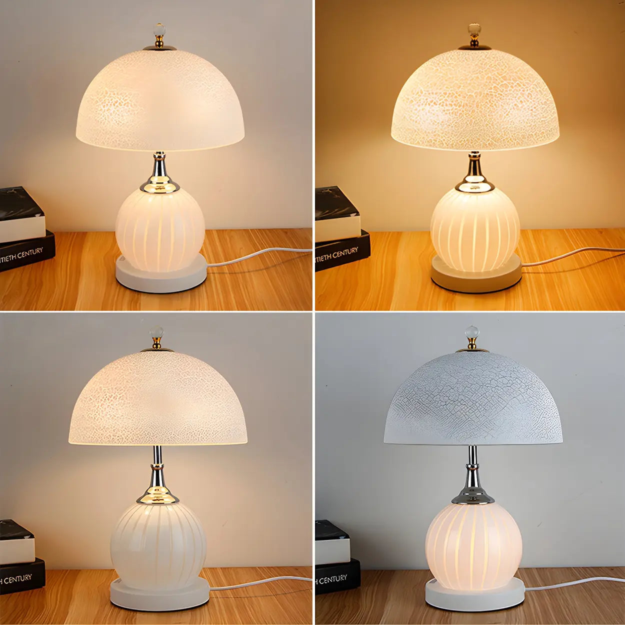 Modern globformad bordslampa med kupolformad glasskärm – Minimalistisk hembelysning