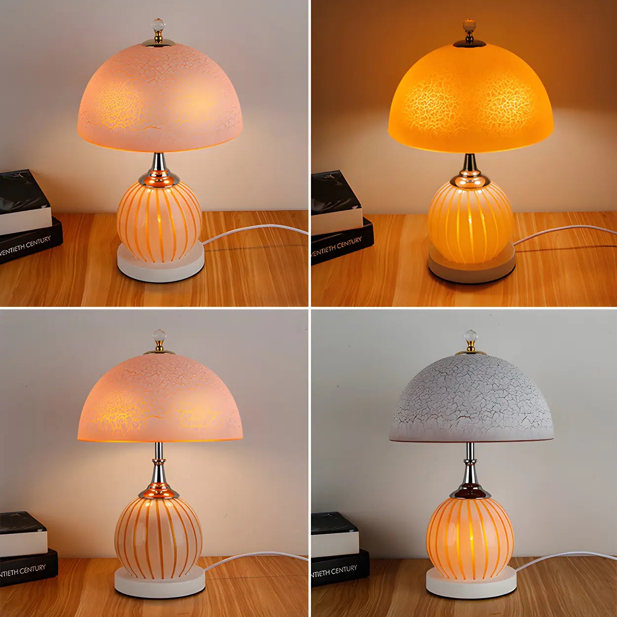 Modern globformad bordslampa med kupolformad glasskärm – Minimalistisk hembelysning