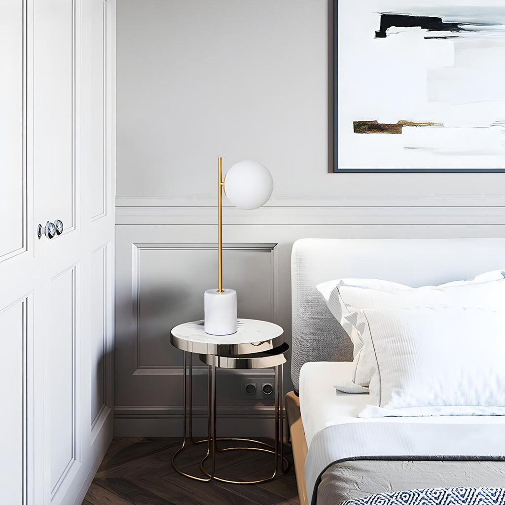 Modern marmor skrivbordslampa – Snygg klotformad skärm för stämningsbelysning