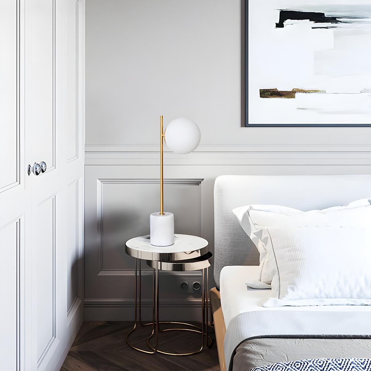 Modern marmor skrivbordslampa – Snygg klotformad skärm för stämningsbelysning