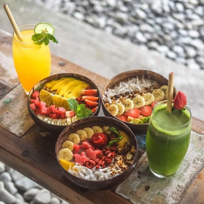 Miljövänlig kokosskål med bambusked – Naturligt veganskt porslin för hållbar matlagning