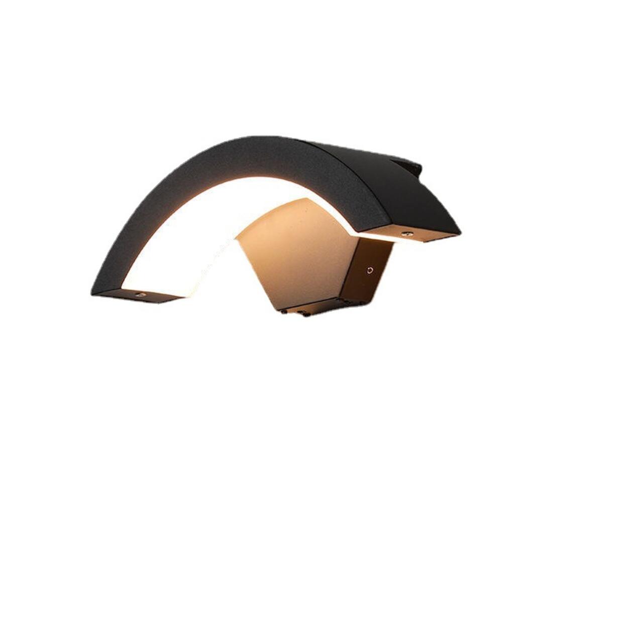 Minimalistisk bågformad utomhusväggarmatur – Modern svart utomhuslampa