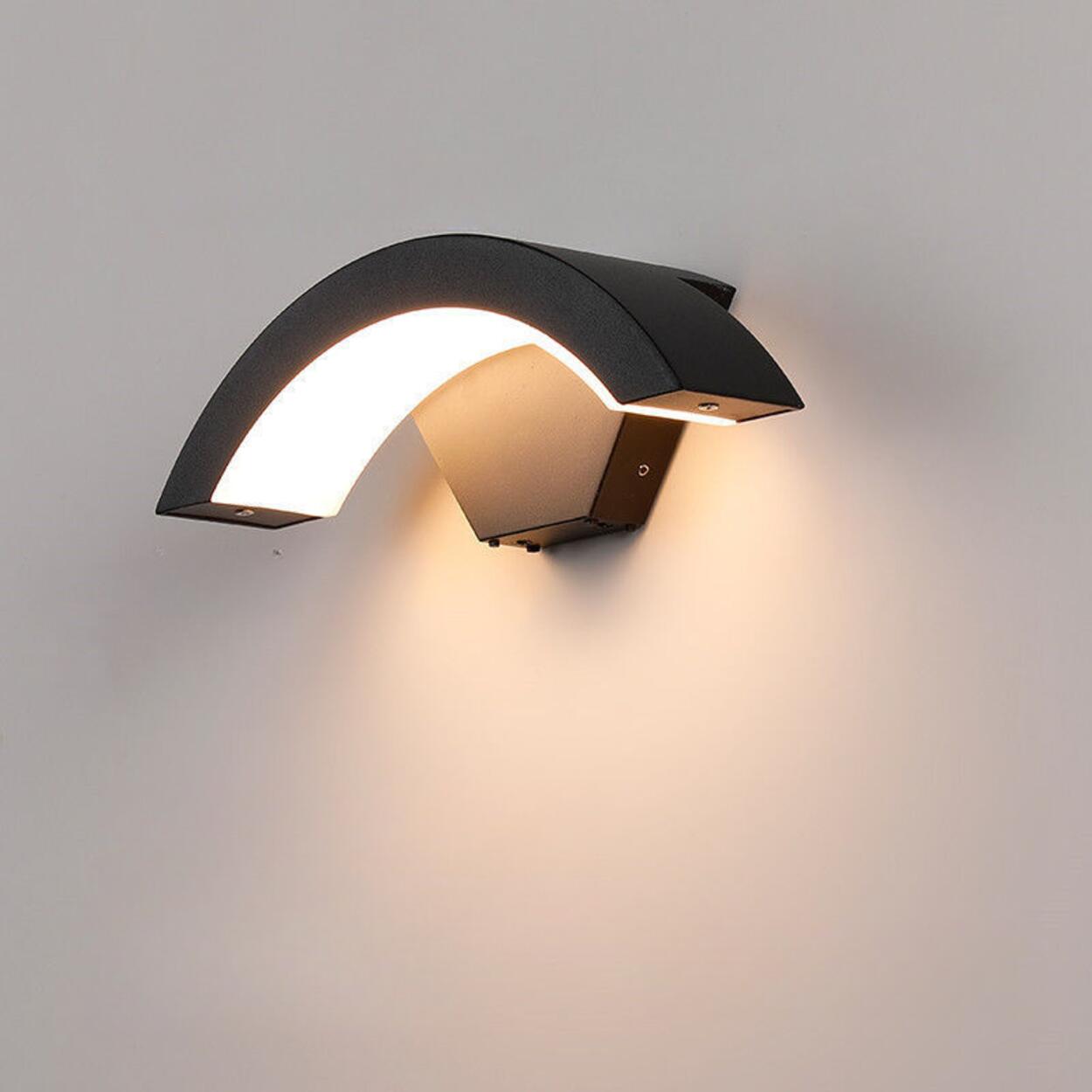 Minimalistisk bågformad utomhusväggarmatur – Modern svart utomhuslampa