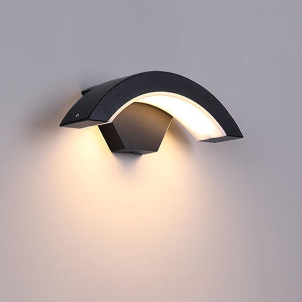 Minimalistisk bågformad utomhusväggarmatur – Modern svart utomhuslampa