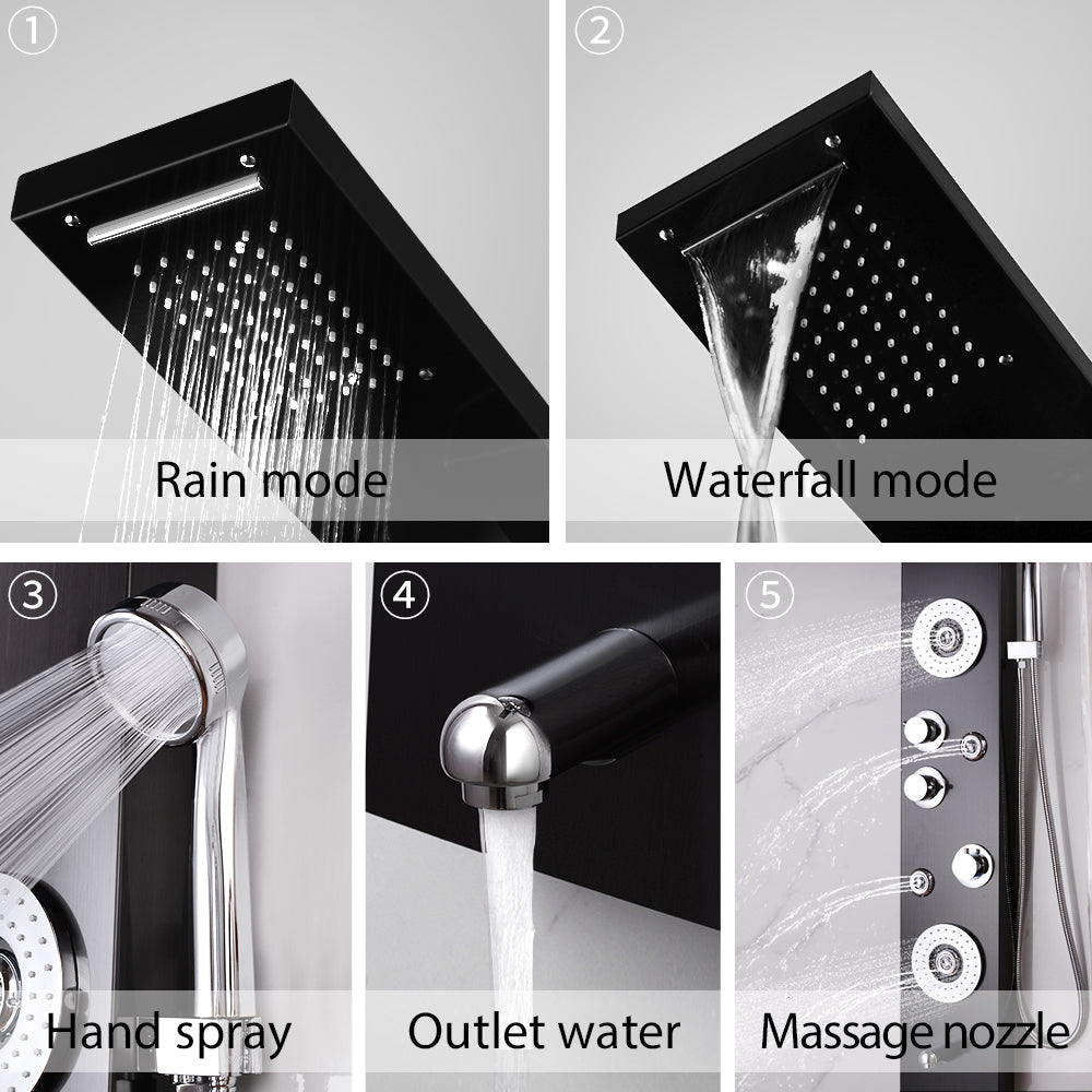 AquaSteel - Modern väggmonterad duschpanel i rostfritt stål