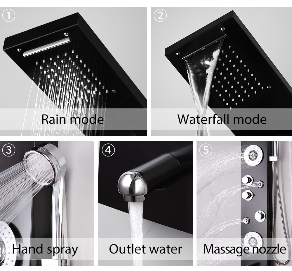 AquaSteel - Modern väggmonterad duschpanel i rostfritt stål