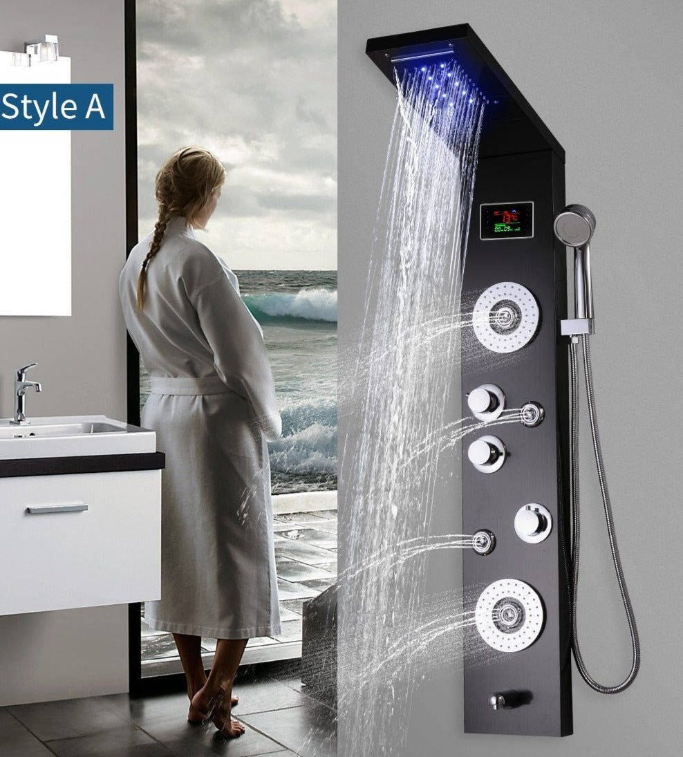 AquaSteel - Modern väggmonterad duschpanel i rostfritt stål
