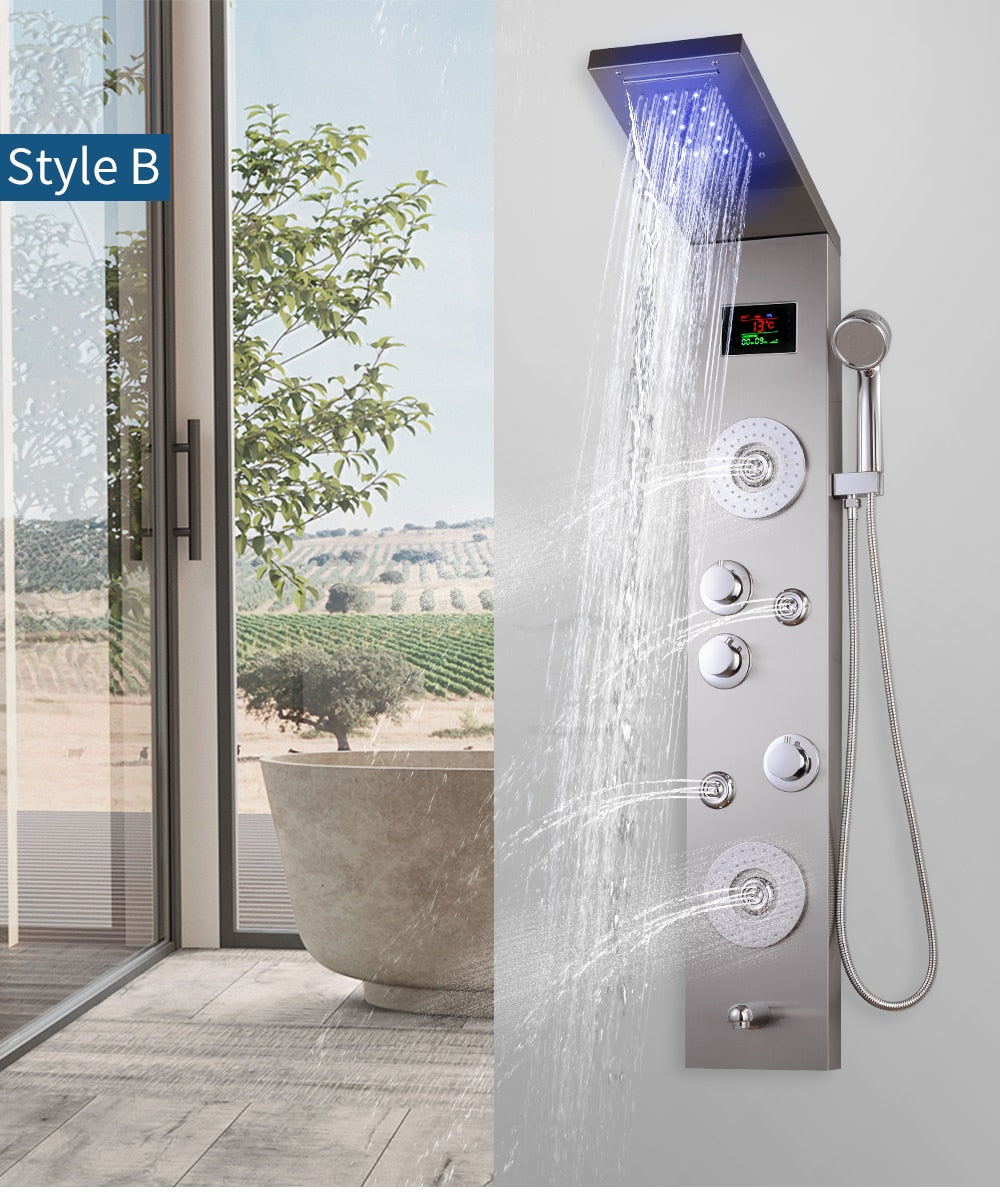 AquaSteel - Modern väggmonterad duschpanel i rostfritt stål